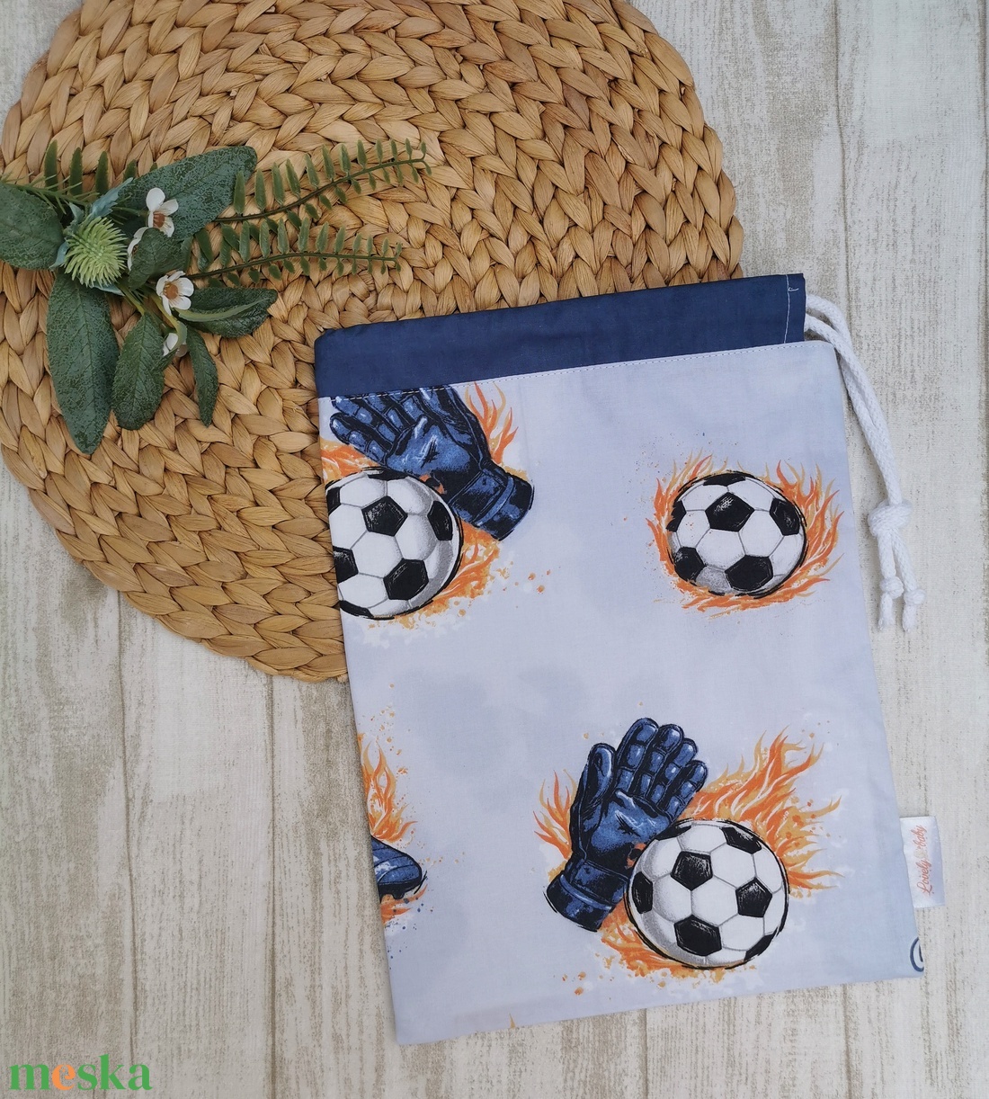 Ovis tisztasági zsák - focis- sötétkék - játék & sport - ovis felszerelés - tisztasági csomag - Meska.hu