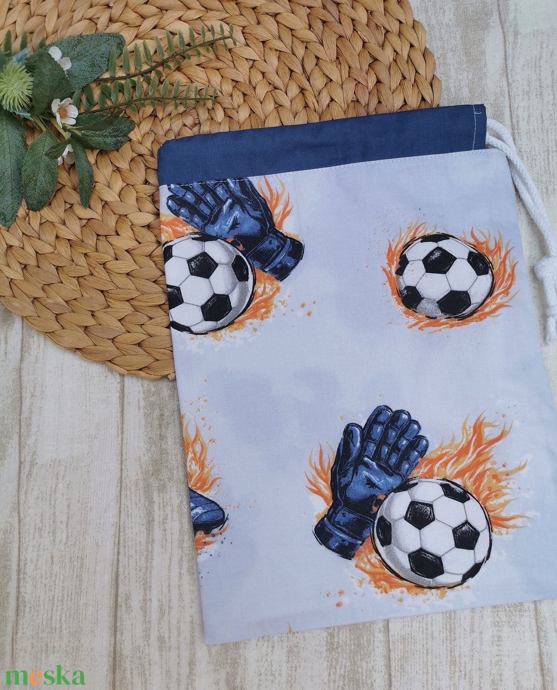 Ovis tisztasági zsák - focis- sötétkék - játék & sport - ovis felszerelés - tisztasági csomag - Meska.hu