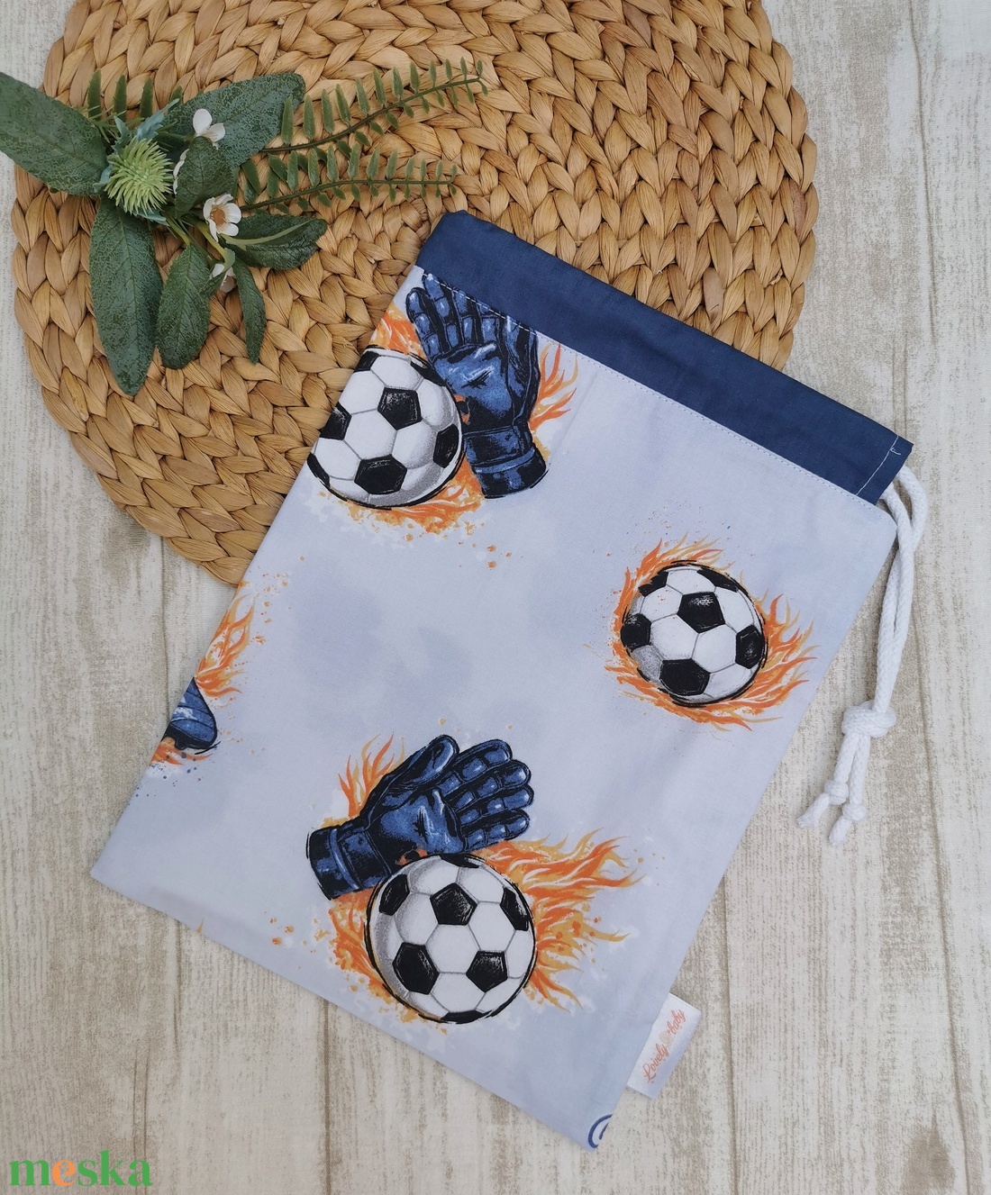 Ovis tisztasági zsák - focis- sötétkék - játék & sport - ovis felszerelés - tisztasági csomag - Meska.hu