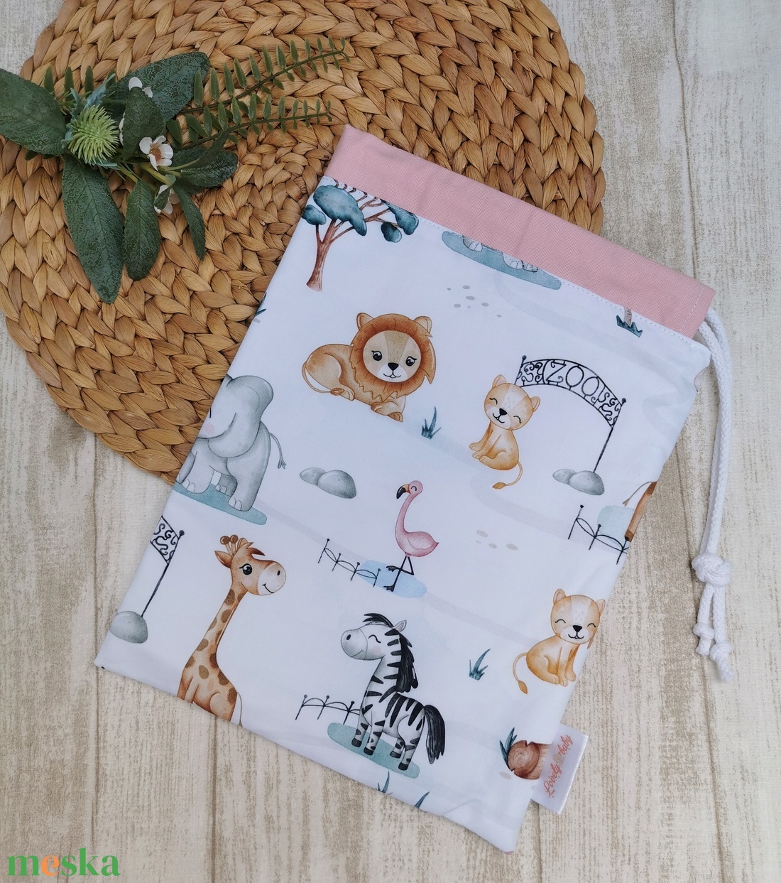 PRÉMIUM Ovis tisztasági zsák - állatkert- rózsaszín - játék & sport - ovis felszerelés - tisztasági csomag - Meska.hu