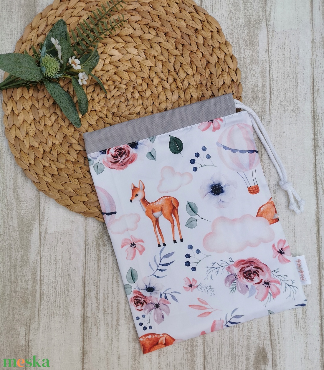 PRÉMIUM Ovis tisztasági zsák - Őzikés- szürke - játék & sport - ovis felszerelés - tisztasági csomag - Meska.hu