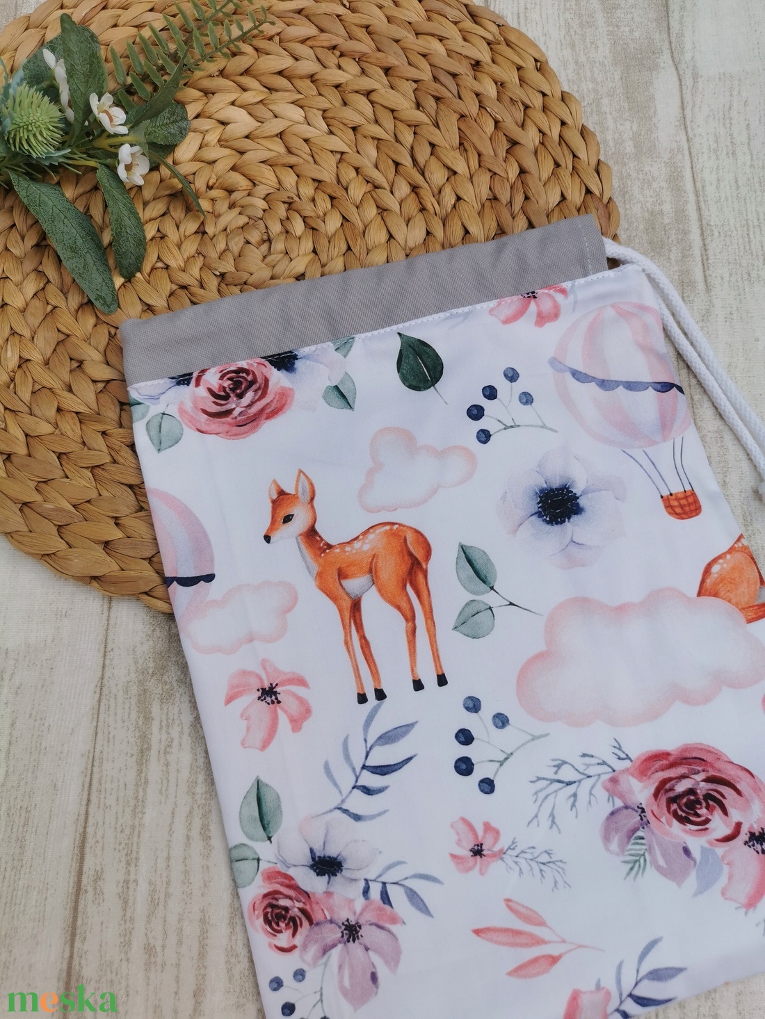 PRÉMIUM Ovis tisztasági zsák - Őzikés- szürke - játék & sport - ovis felszerelés - tisztasági csomag - Meska.hu