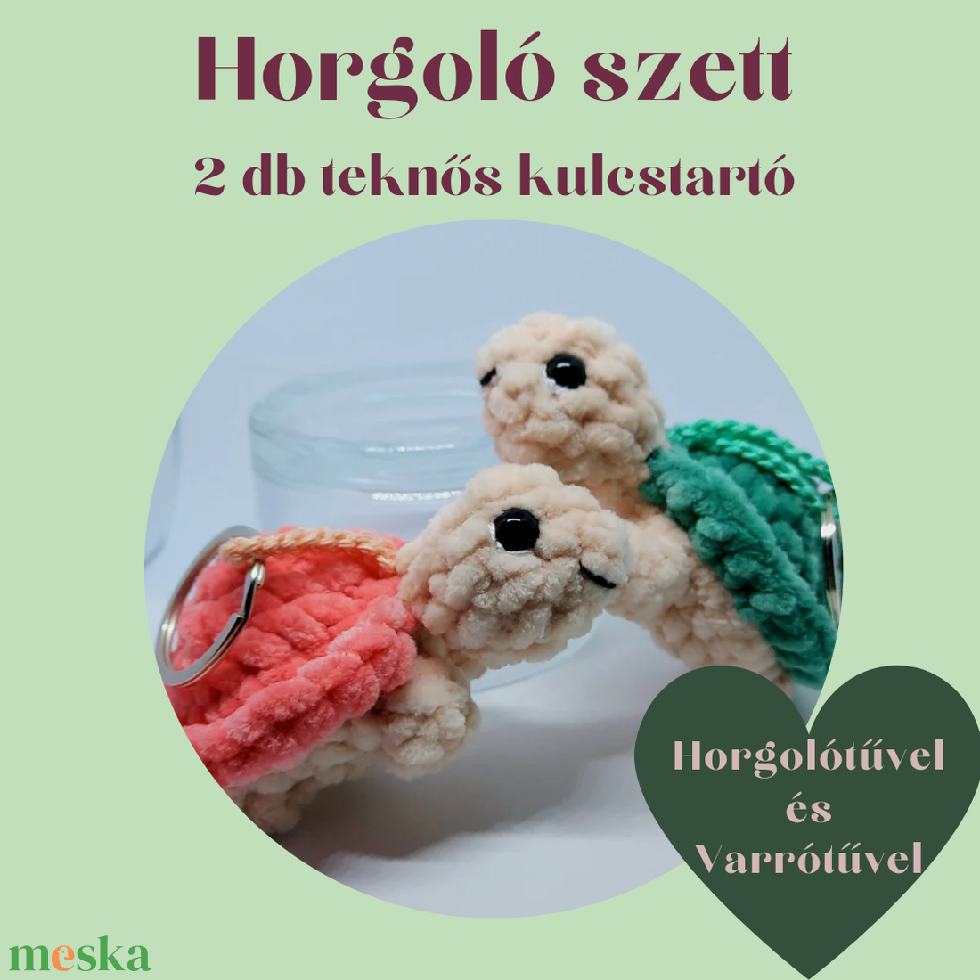 Horgoló szett - Horgolótűvel - DIY - Csináld magad - Teknős Kulcstartó - diy (csináld magad) - egységcsomag - Meska.hu