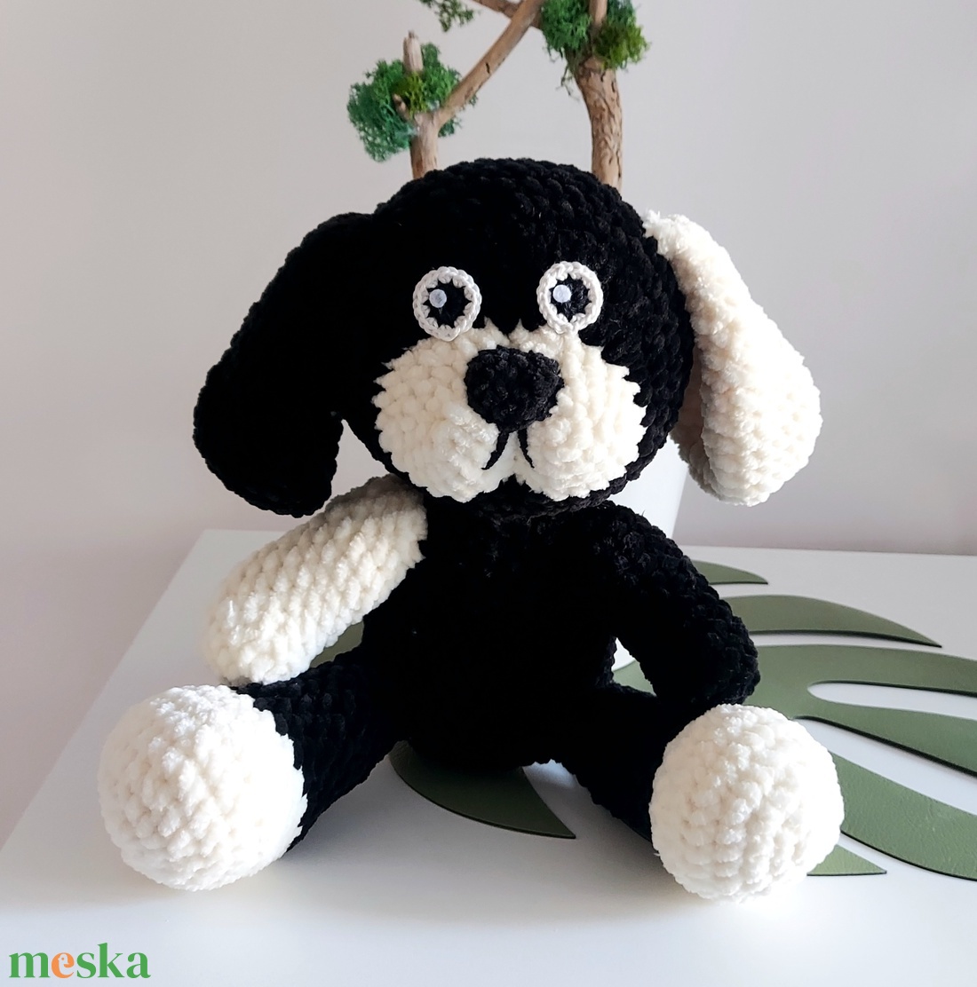 Horgolt Fekete - Fehér Kutya Amigurumi - játék & sport - plüssállat & játékfigura - kutya - Meska.hu Horgolt Fekete - Fehér Kutya Amigurumi - játék & sport - plüssállat & játékfigura - kutya - Meska.hu