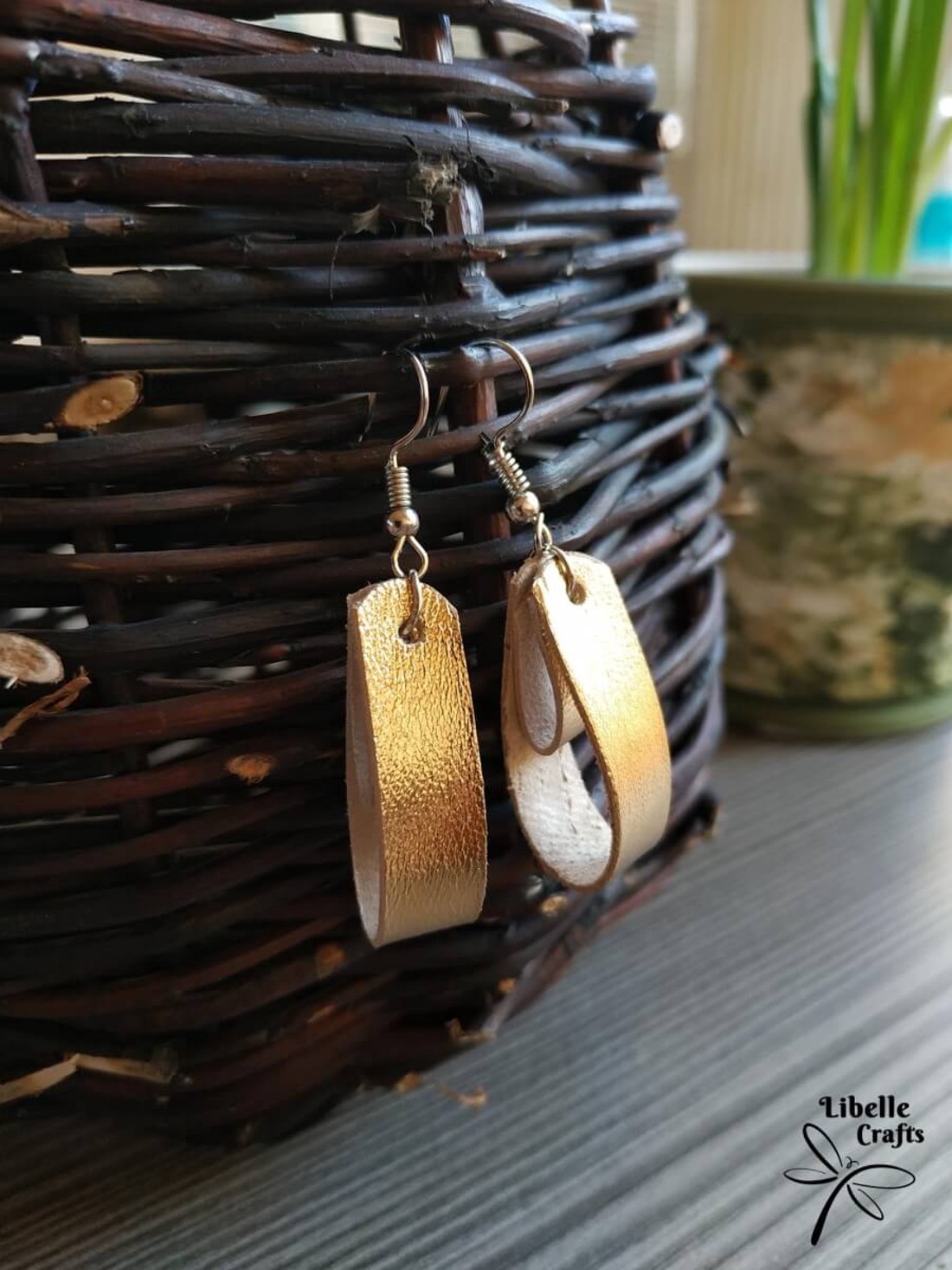 Arany, dupla csepp alakú fülbevaló - ékszer - fülbevaló - lógó fülbevaló - Meska.hu