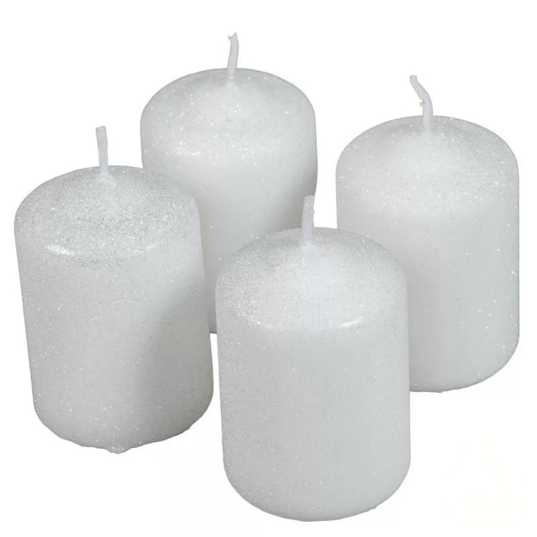 Bársony glitter henger gyertya 50x75 mm - fehér szett - kellékek & szerszámok - dekorációs kellékek - dekorációs gyertya - Meska.hu