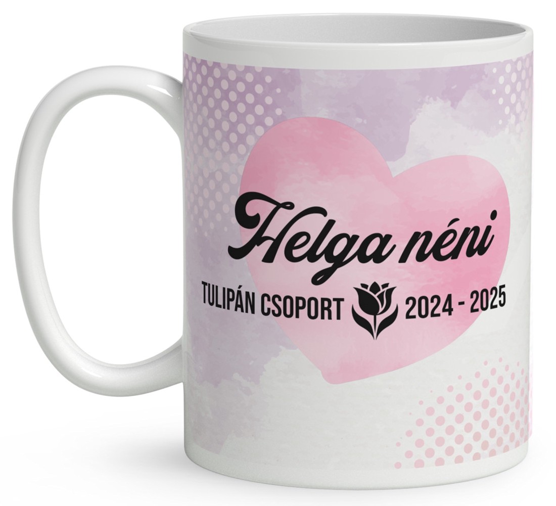 Neves ajándék óvónéniknek - Cuki Tulipános manólány mintás bögre - otthon & életmód - konyhafelszerelés, tálalás - tálalás - bögre & csésze - Meska.hu