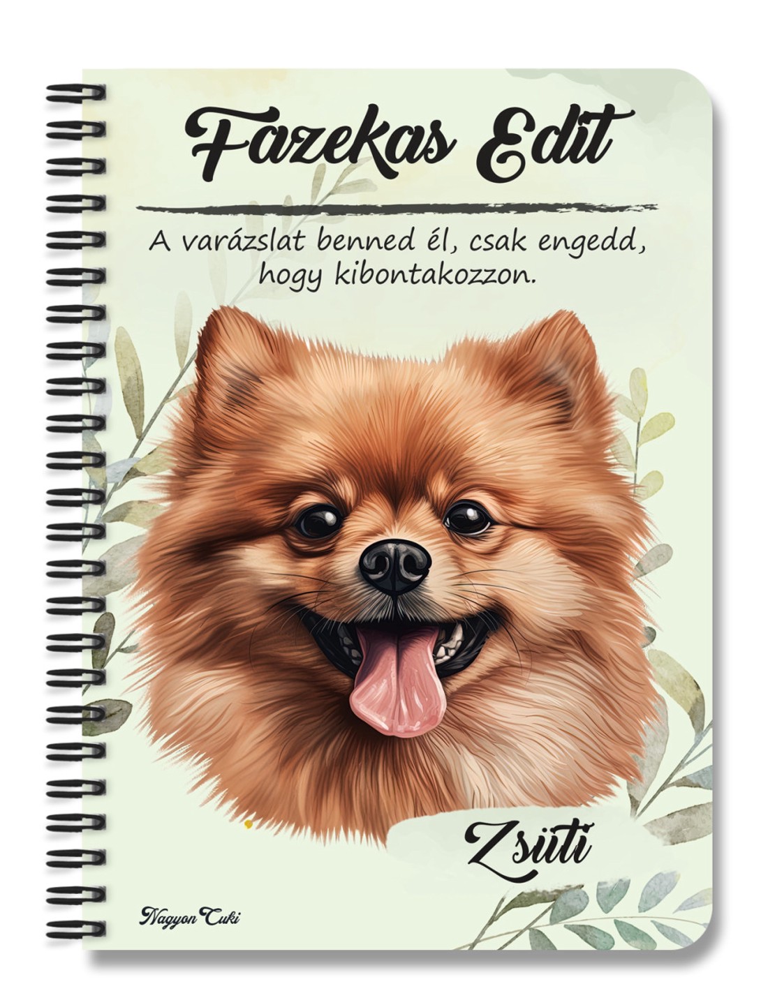 Személyre szabható - Barna pomerániai törpespicc portré mintás A5-ös füzet - otthon & életmód - papír, írószer - jegyzetfüzet & napló - Meska.hu