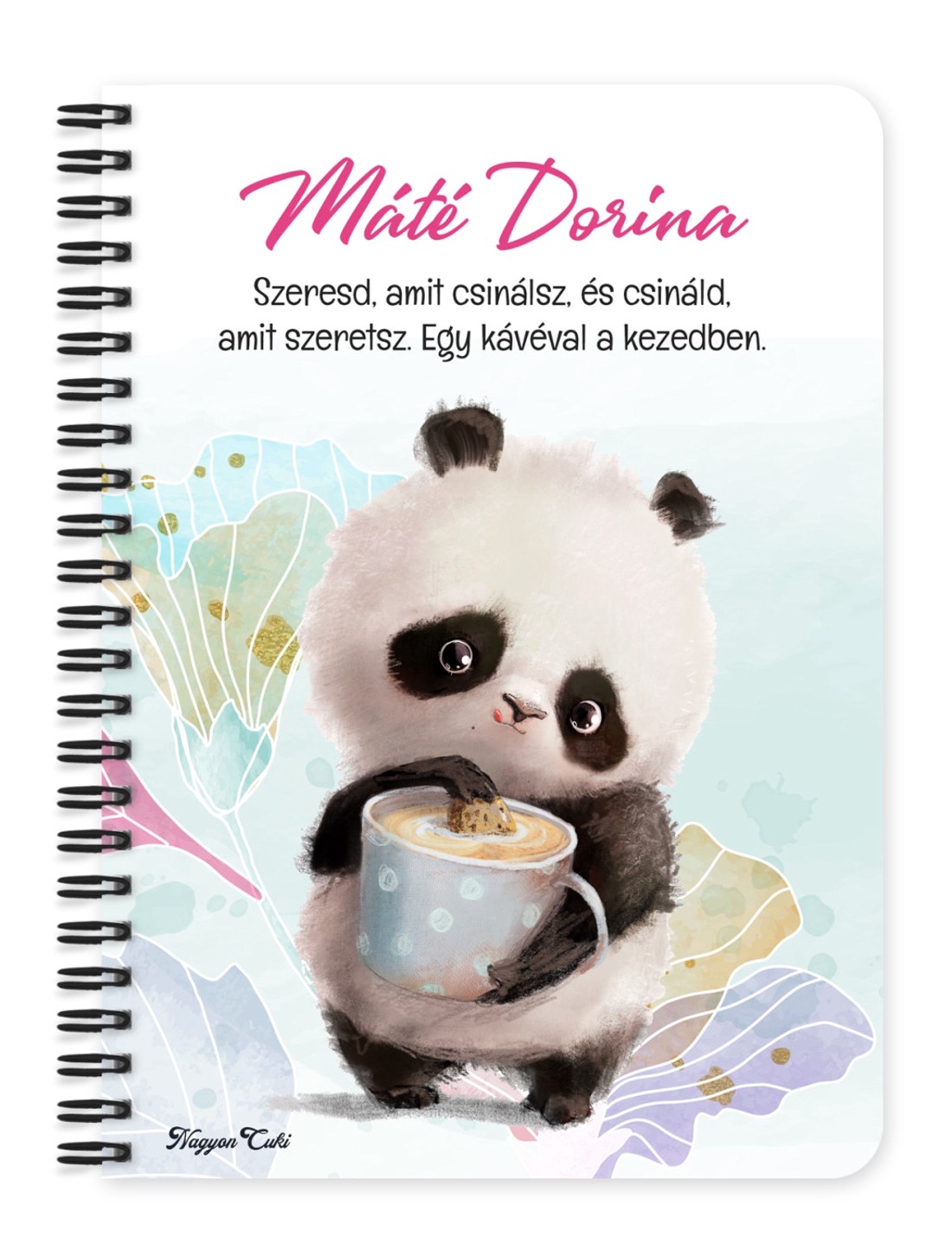 Személyre szabható - Kávés Panda mintás A6-os füzet - otthon & életmód - papír, írószer - jegyzetfüzet & napló - Meska.hu