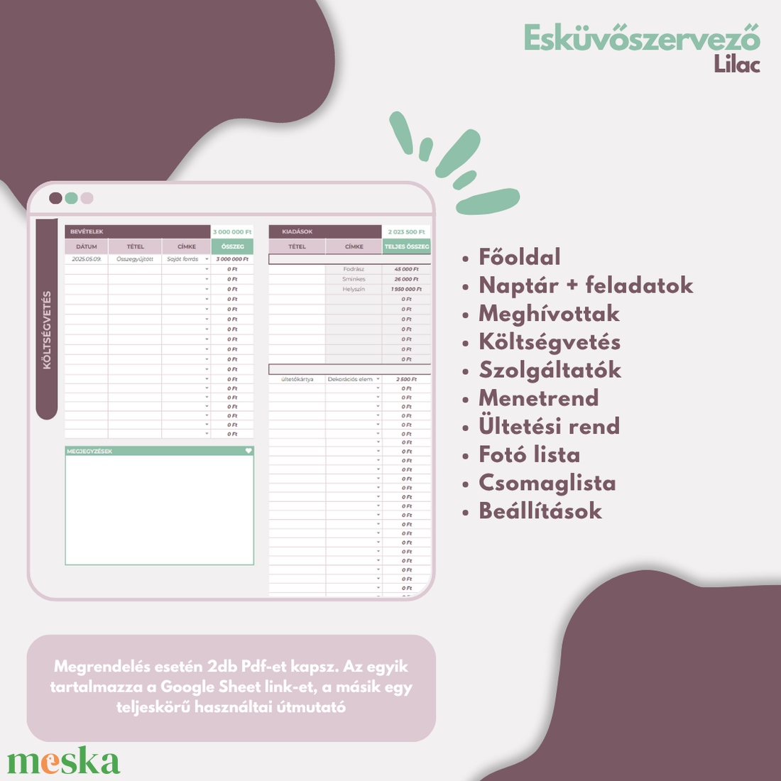 Esküvőszervező Lilac- Google Sheets - művészet - grafika & illusztráció - digitális - Meska.hu Esküvőszervező Lilac- Google Sheets - művészet - grafika & illusztráció - digitális - Meska.hu