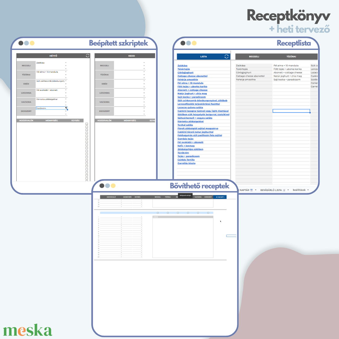 Receptkönyv + heti tervező - Google Sheets - művészet - grafika & illusztráció - digitális - Meska.hu Receptkönyv + heti tervező - Google Sheets - művészet - grafika & illusztráció - digitális - Meska.hu