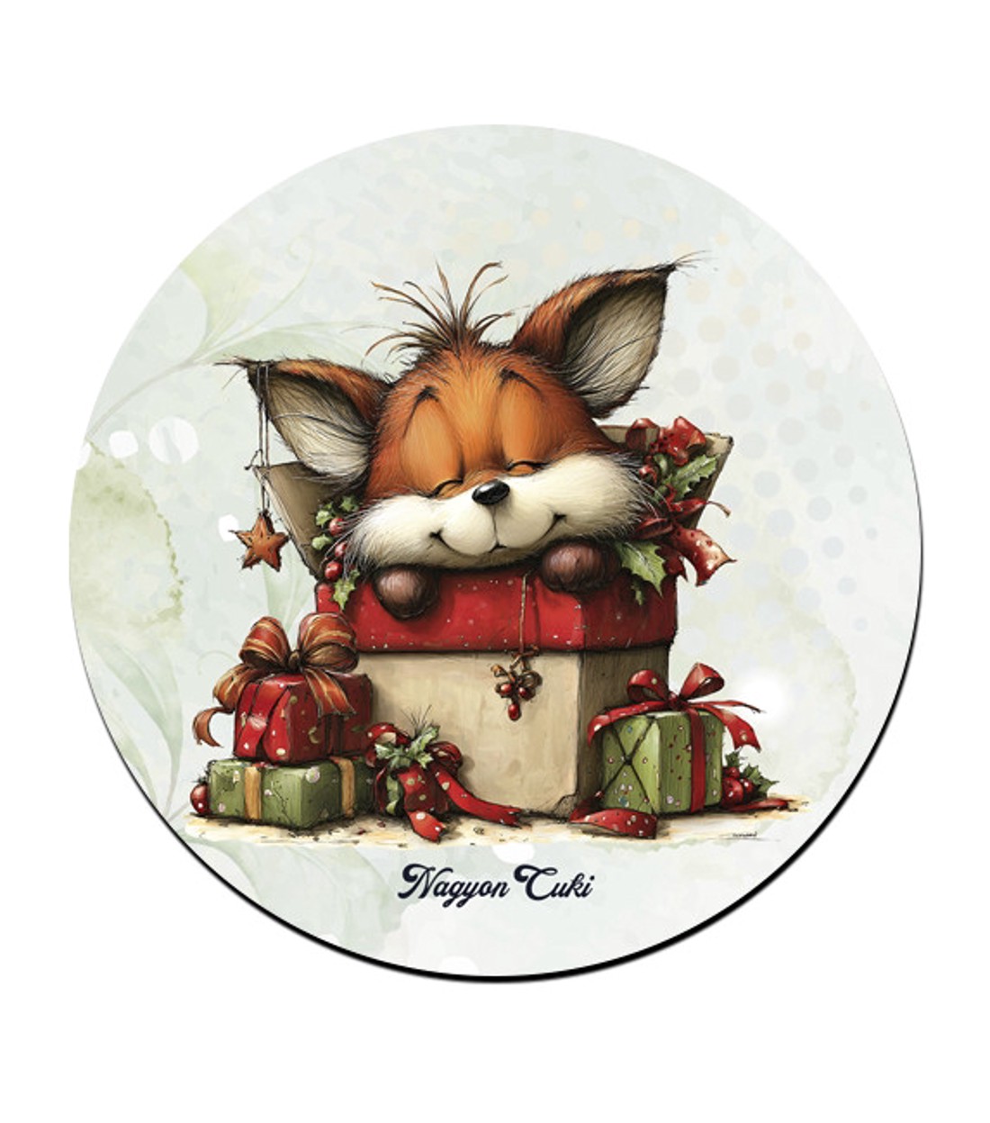 Cuki karácsonyi róka és az ajándékok mintás pohár alátét -  - Meska.hu