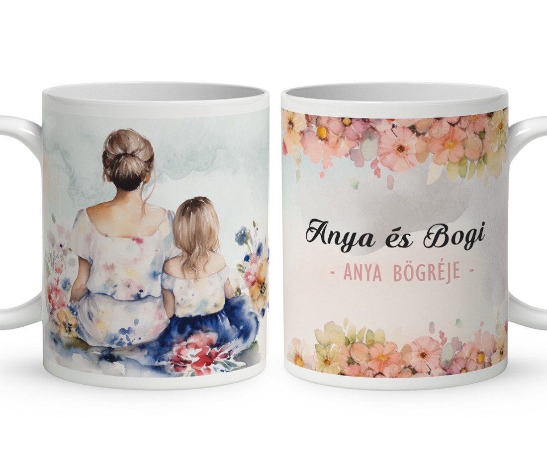 Kérd a neveddel - Anya és kislánya mintás bögre - otthon & életmód - konyhafelszerelés, tálalás - tálalás - bögre & csésze - Meska.hu