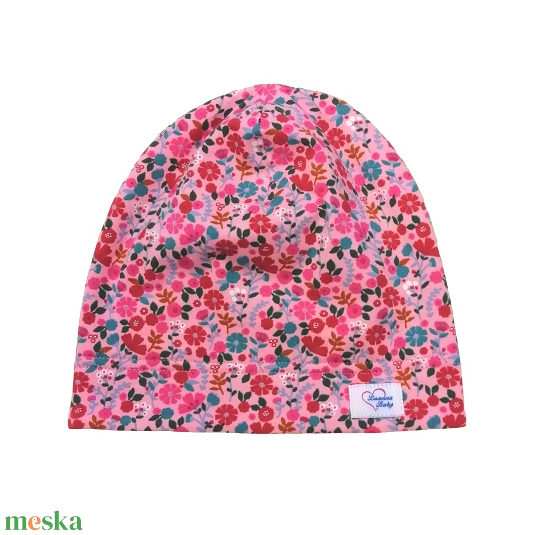 Gyerek sapka, téli, virágok, rózsaszín - ruha & divat - babaruha & gyerekruha - babasapka - Meska.hu
