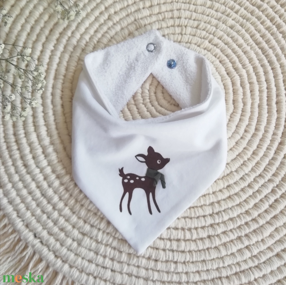 Vízhatlan nyálkendő, őzike, zöld utolsó darab  - ruha & divat - gyerekruha - Meska.hu