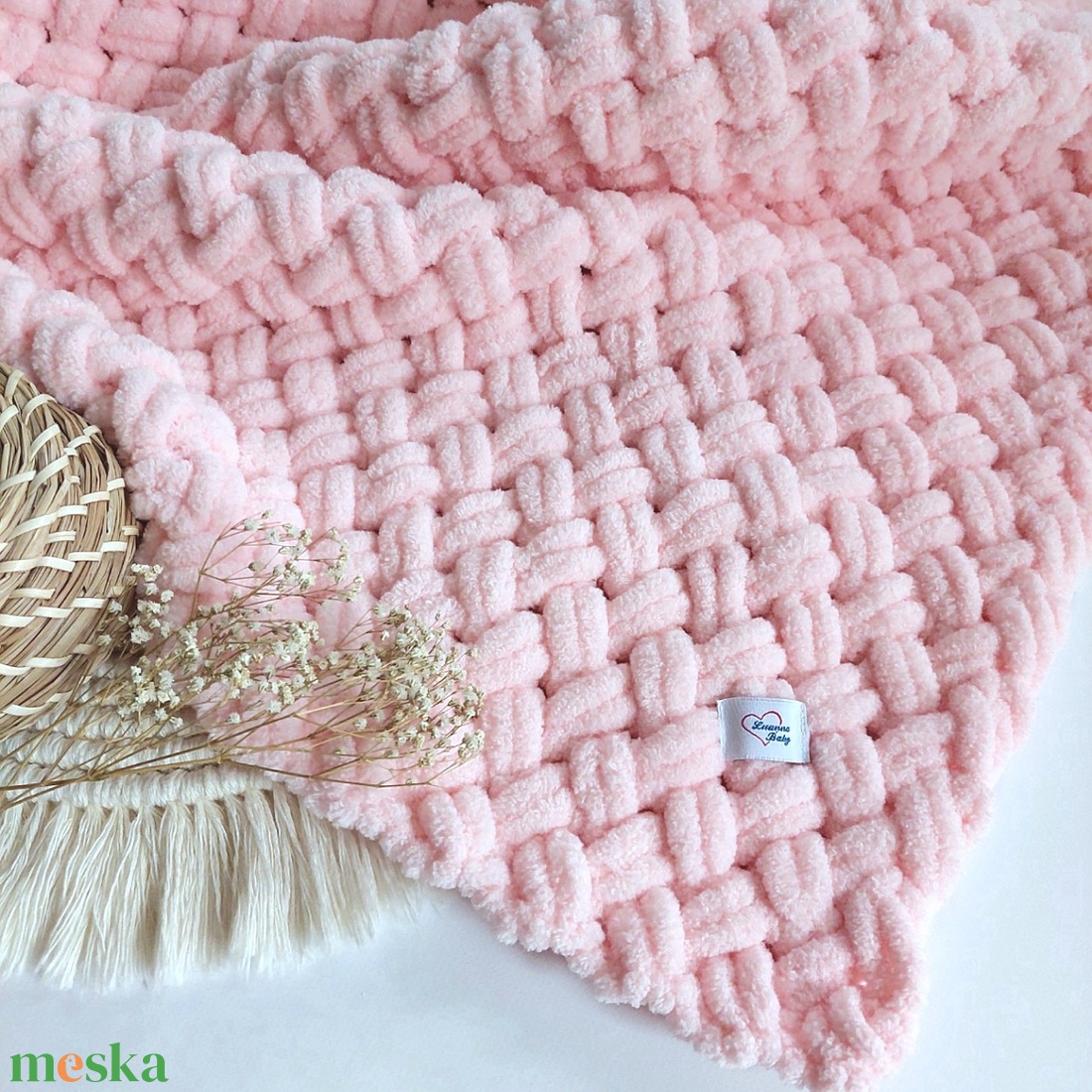 Pihe-puha hurkolt meleg babatakaró, pasztell barack, LuannaBaby  - baba - mama - babaágyneműk - babatakaró, gyerek pléd - Meska.hu