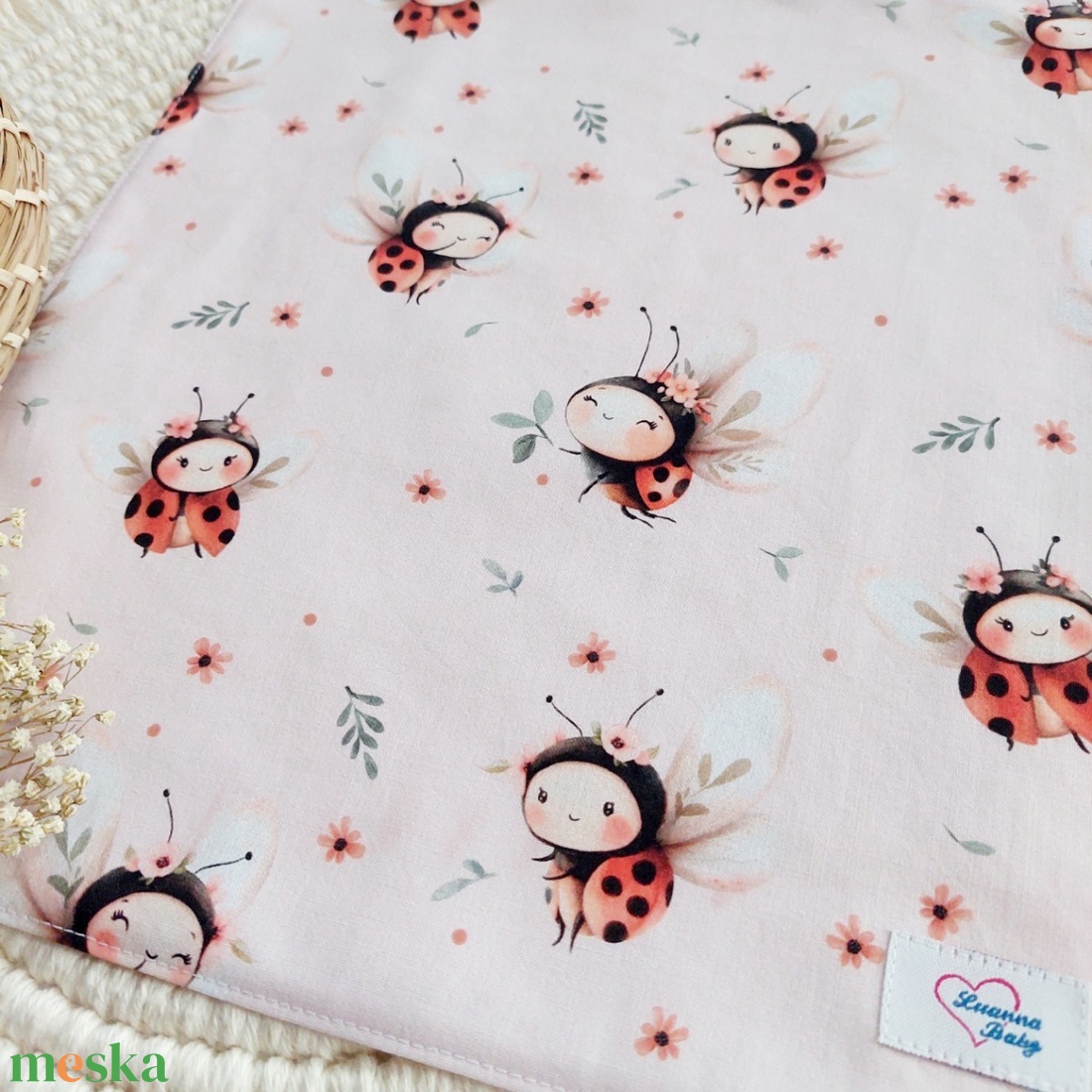 Katica mintás vízhatlan újraszalvéta szendvics csomagolására, LuannaBaby  - táska & tok - uzsonna- & ebéd tartó - szendvics csomagoló - Meska.hu