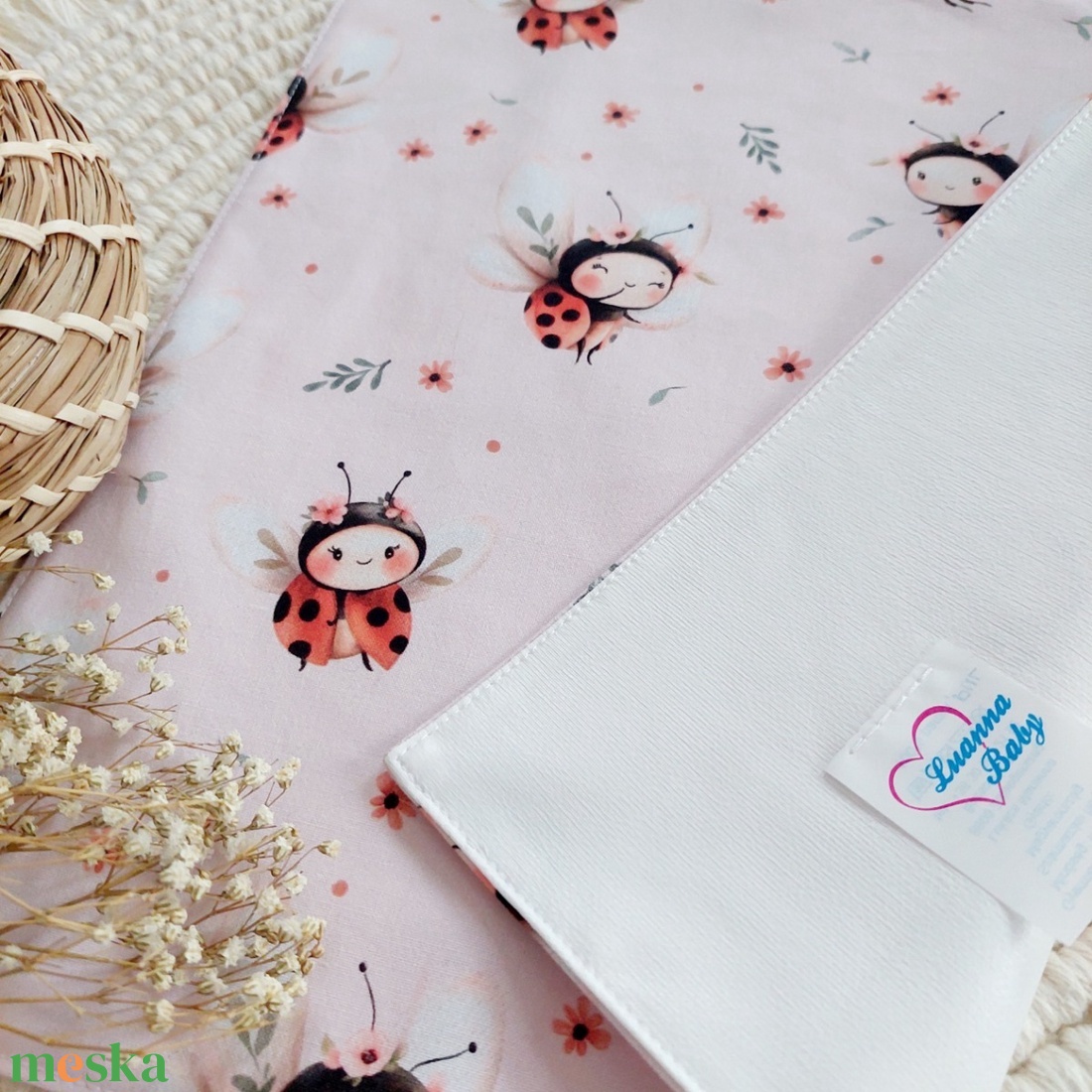 Katica mintás vízhatlan újraszalvéta szendvics csomagolására, LuannaBaby  - táska & tok - uzsonna- & ebéd tartó - szendvics csomagoló - Meska.hu