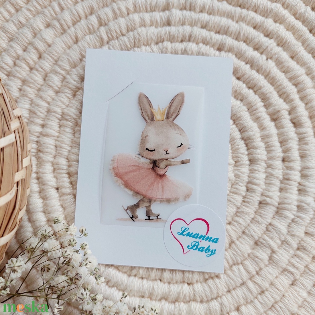 Balerina nyuszi mintás egyedi ovis jel, ruhára vasalható matrica, LuannaBaby  - játék & sport - ovis felszerelés - óvodai jelek - Meska.hu