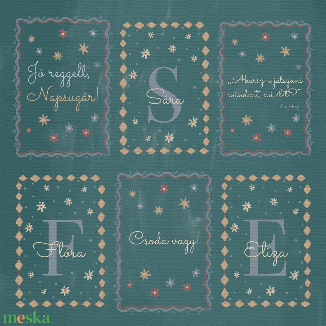 ,,Varázslatos égbolt személyre szóló 6 db-os illusztrációs kollekció, babaköszöntő, keresztelő ajándék - baba - mama - babalátogató ajándékcsomag - Meska.hu