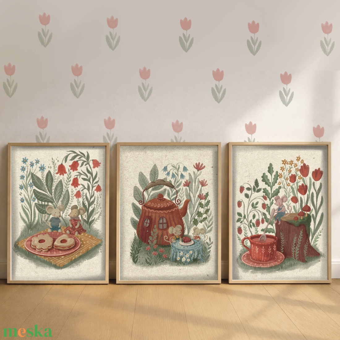 Tea party - 3 db-os illusztrációs kollekció (A5 méretben) - művészet - grafika & illusztráció - művészi nyomat - Meska.hu