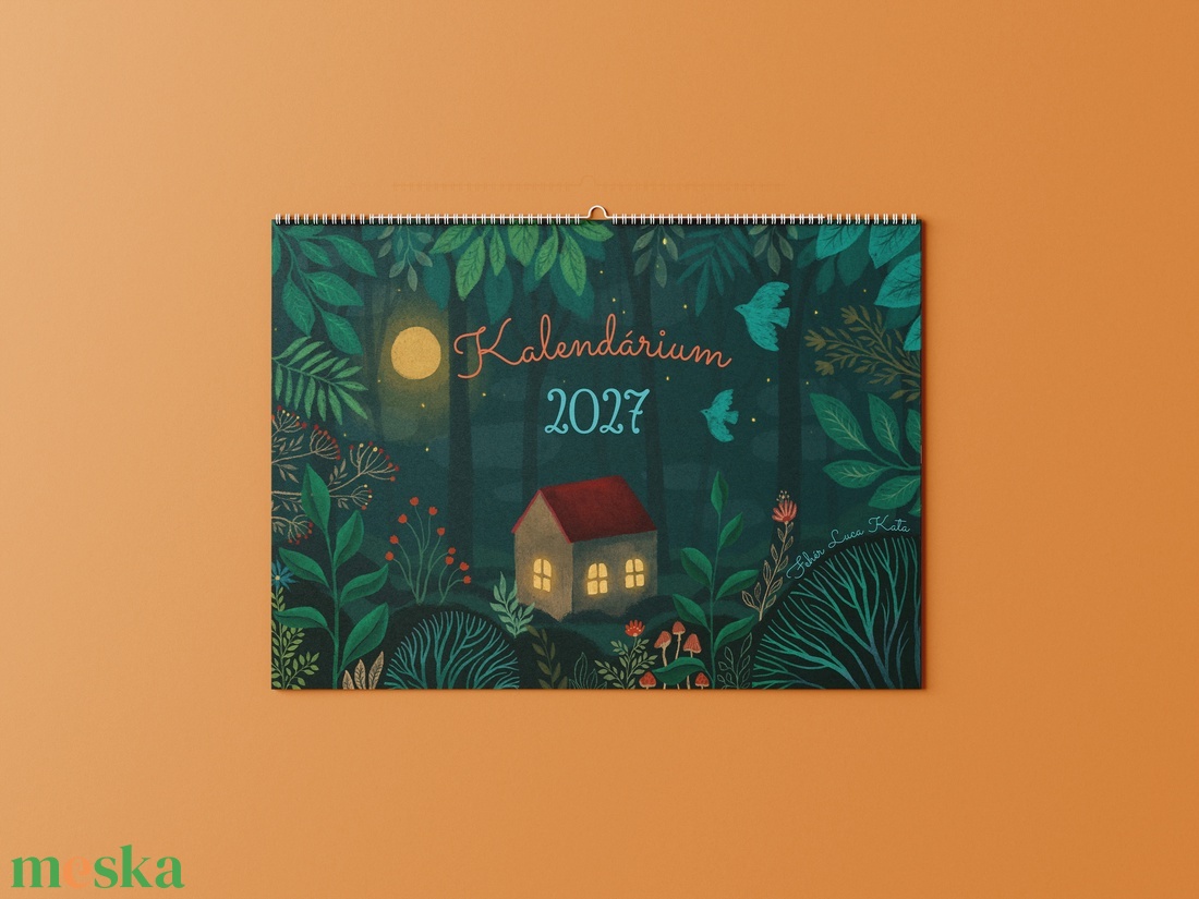 Naptár 2027 Egyedi illusztrációkkal, Kalendárium Fehér Luca Kata rajzaival, A4 méret, falinaptár - otthon & életmód - dekoráció - fali és függő dekoráció - falinaptár & öröknaptár - Meska.hu