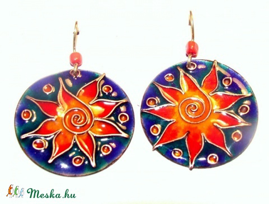 Napvirág tűzzománc fülbevaló -  - Meska.hu