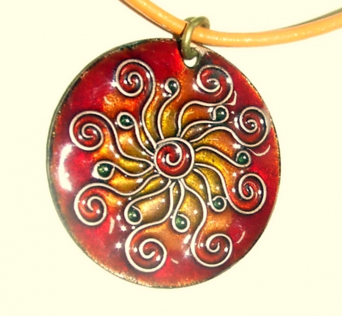 Fénylő nap tűzzománc medál -  - Meska.hu