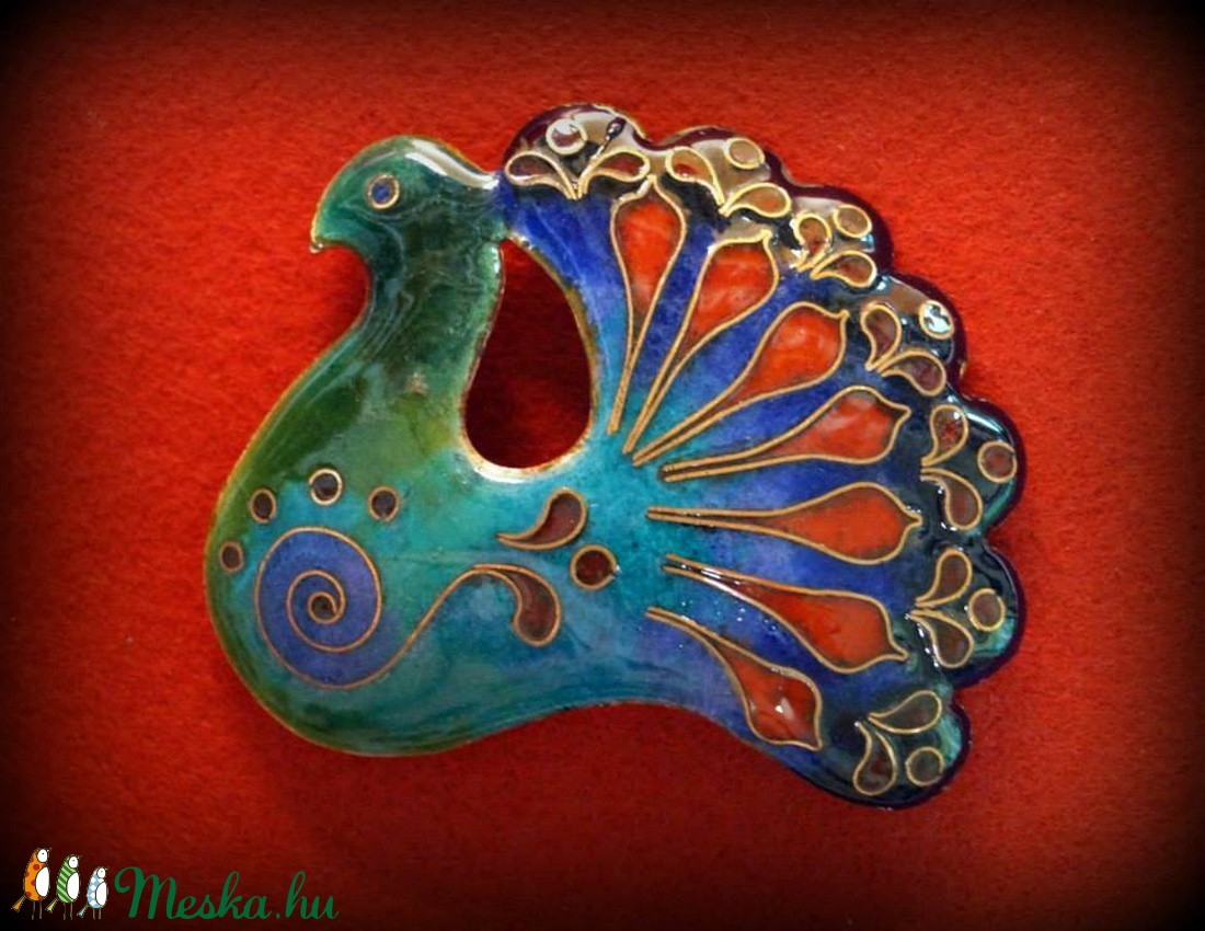 Madárka tűzzománc hajdísz -  - Meska.hu