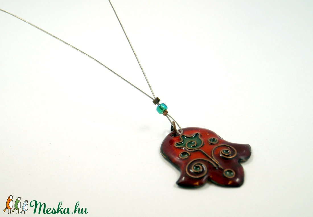 Tulipán - tűzzománc medál (piros-zöld) -  - Meska.hu