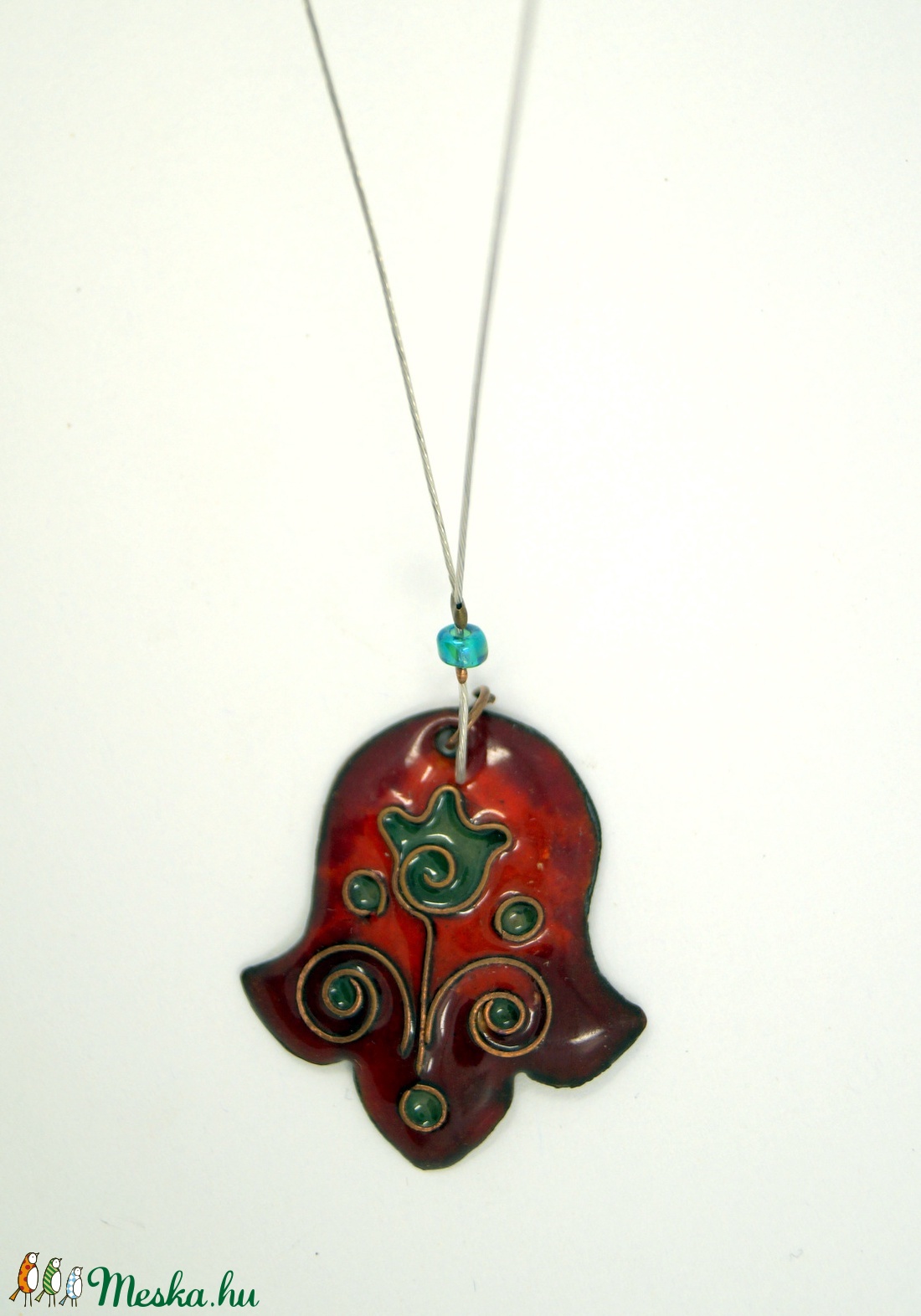 Tulipán - tűzzománc medál (piros-zöld) -  - Meska.hu