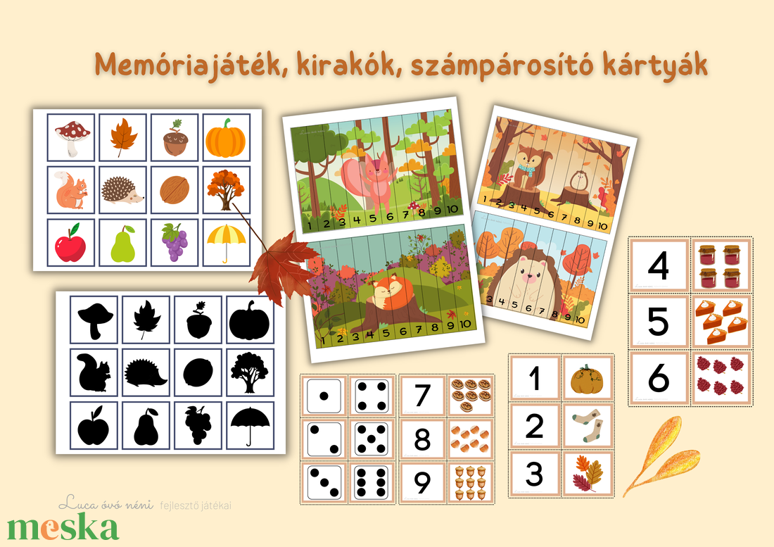 Őszi fejlesztő játékok óvodásoknak (nyomtatható) - játék & sport - készségfejlesztő és logikai játék - oktató játékok - Meska.hu Őszi fejlesztő játékok óvodásoknak (nyomtatható) - játék & sport - készségfejlesztő és logikai játék - oktató játékok - Meska.hu