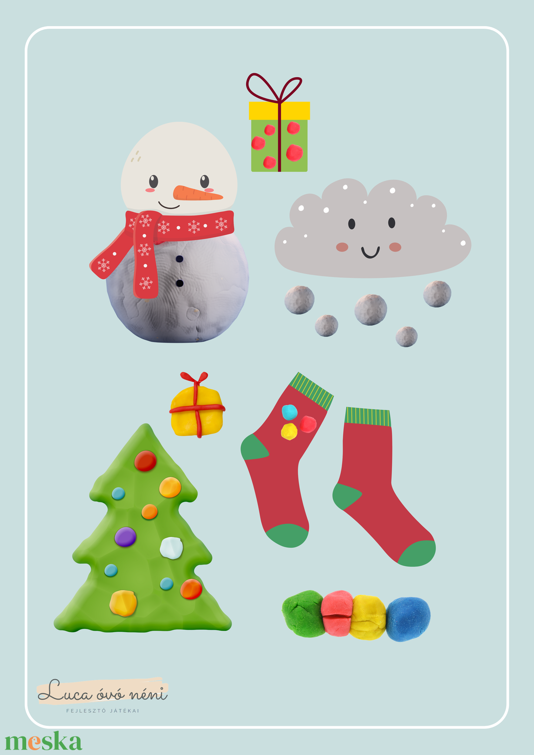 Téli-adventi gyurmalapok (21 db) - játék & sport - készségfejlesztő és logikai játék - oktató játékok - Meska.hu