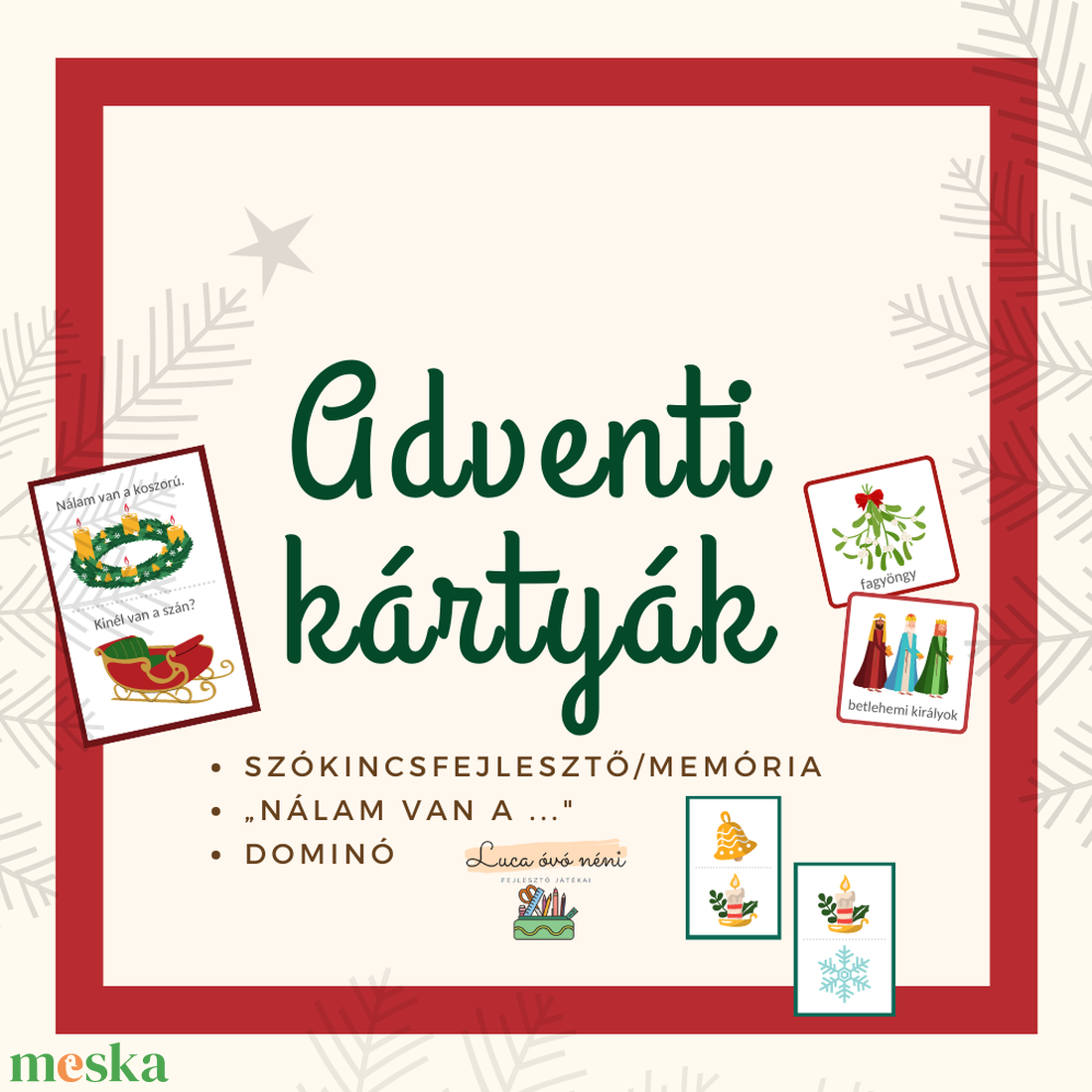 Adventi kártyák (szókincsfejlesztő, memória, dominó, Nálam van a..) - játék & sport - készségfejlesztő és logikai játék - oktató játékok - Meska.hu