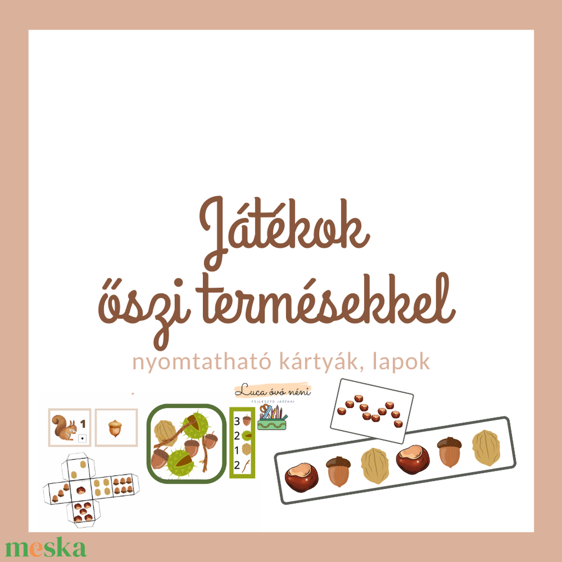 Játékok őszi termésekkel (nyomtatható kártyák, lapok) - játék & sport - készségfejlesztő és logikai játék - oktató játékok - Meska.hu