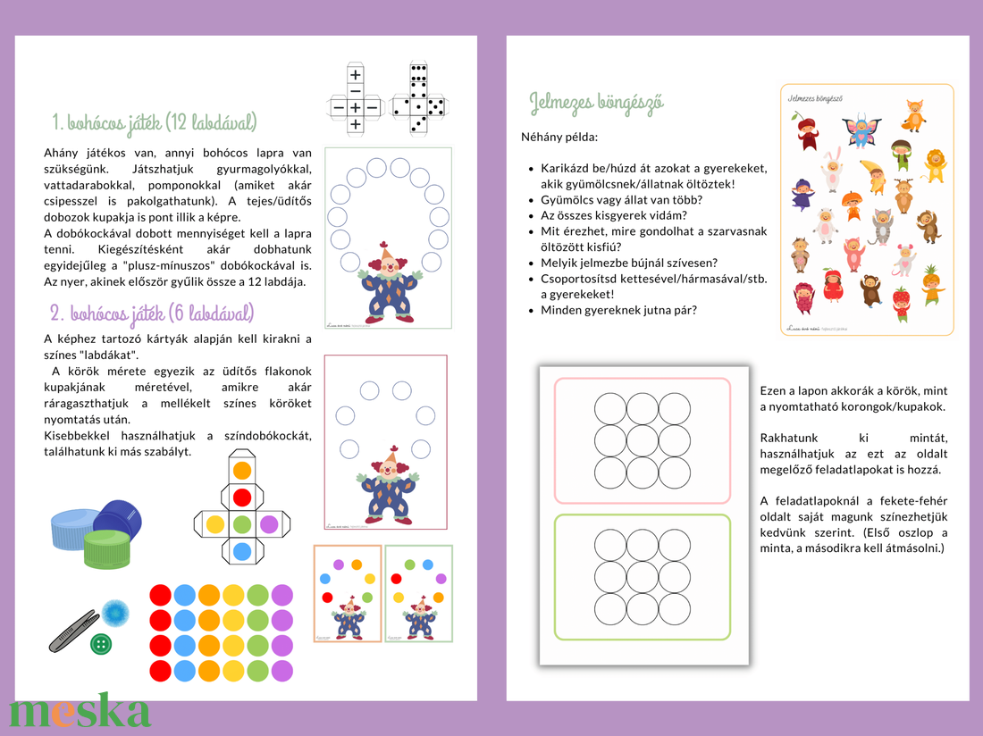 Farsangi, színes fejlesztő játékok, feladatlapok (40+ oldal nyomtatható PDF) - játék & sport - készségfejlesztő és logikai játék - oktató játékok - Meska.hu Farsangi, színes fejlesztő játékok, feladatlapok (40+ oldal nyomtatható PDF) - játék & sport - készségfejlesztő és logikai játék - oktató játékok - Meska.hu