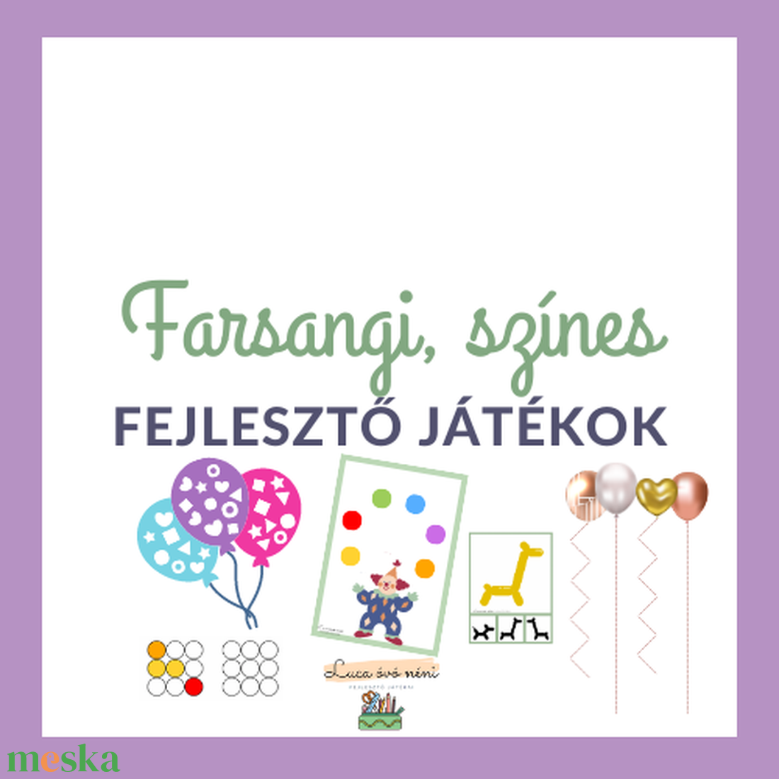 Farsangi, színes fejlesztő játékok, feladatlapok (40+ oldal nyomtatható PDF) - játék & sport - készségfejlesztő és logikai játék - oktató játékok - Meska.hu Farsangi, színes fejlesztő játékok, feladatlapok (40+ oldal nyomtatható PDF) - játék & sport - készségfejlesztő és logikai játék - oktató játékok - Meska.hu