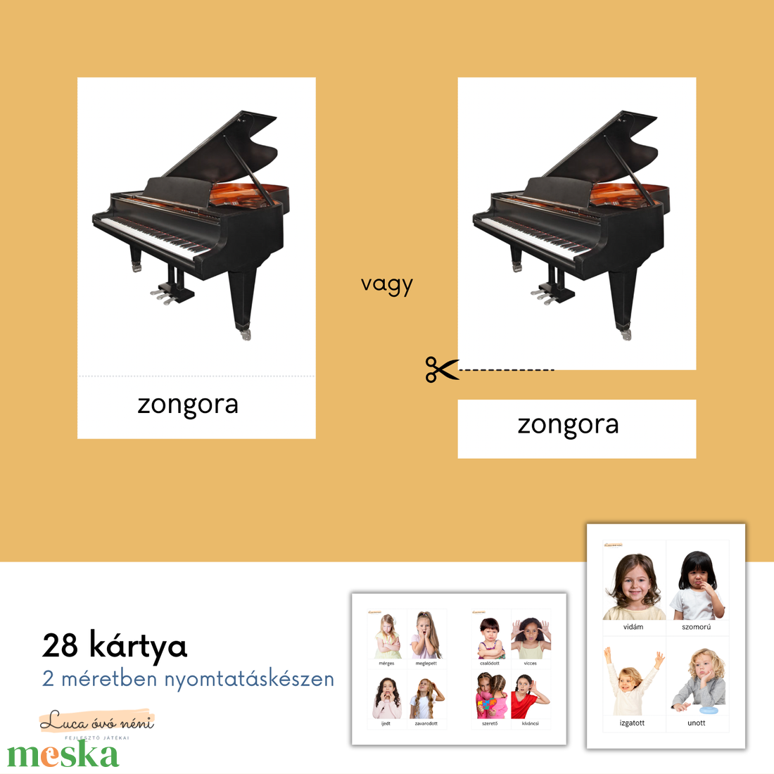 Hangszerek kártyacsomag (nyomtatható PDF) - játék & sport - készségfejlesztő és logikai játék - oktató játékok - Meska.hu