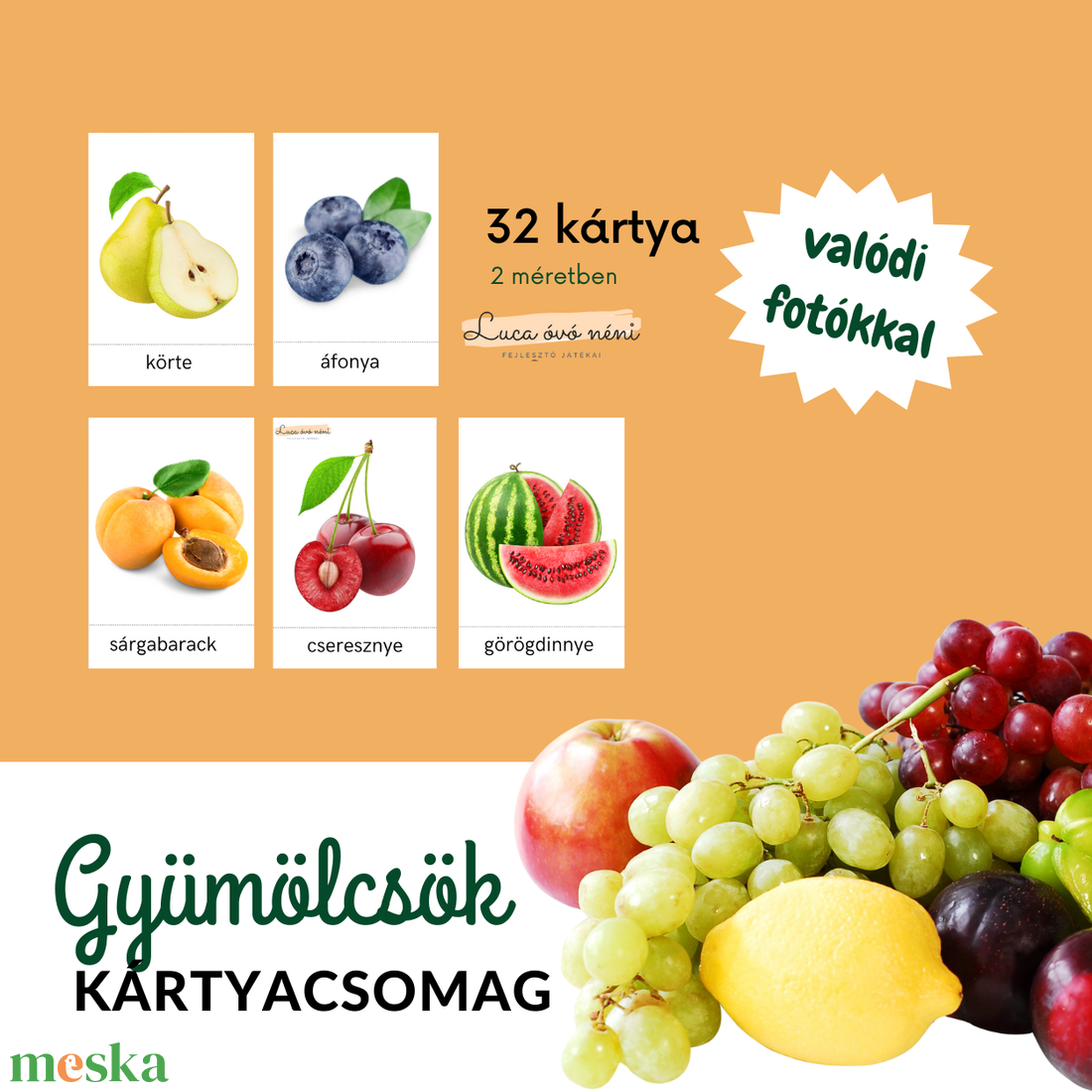 Gyümölcsök kártyacsomag (nyomtatható PDF) - játék & sport - készségfejlesztő és logikai játék - oktató játékok - Meska.hu Gyümölcsök kártyacsomag (nyomtatható PDF) - játék & sport - készségfejlesztő és logikai játék - oktató játékok - Meska.hu