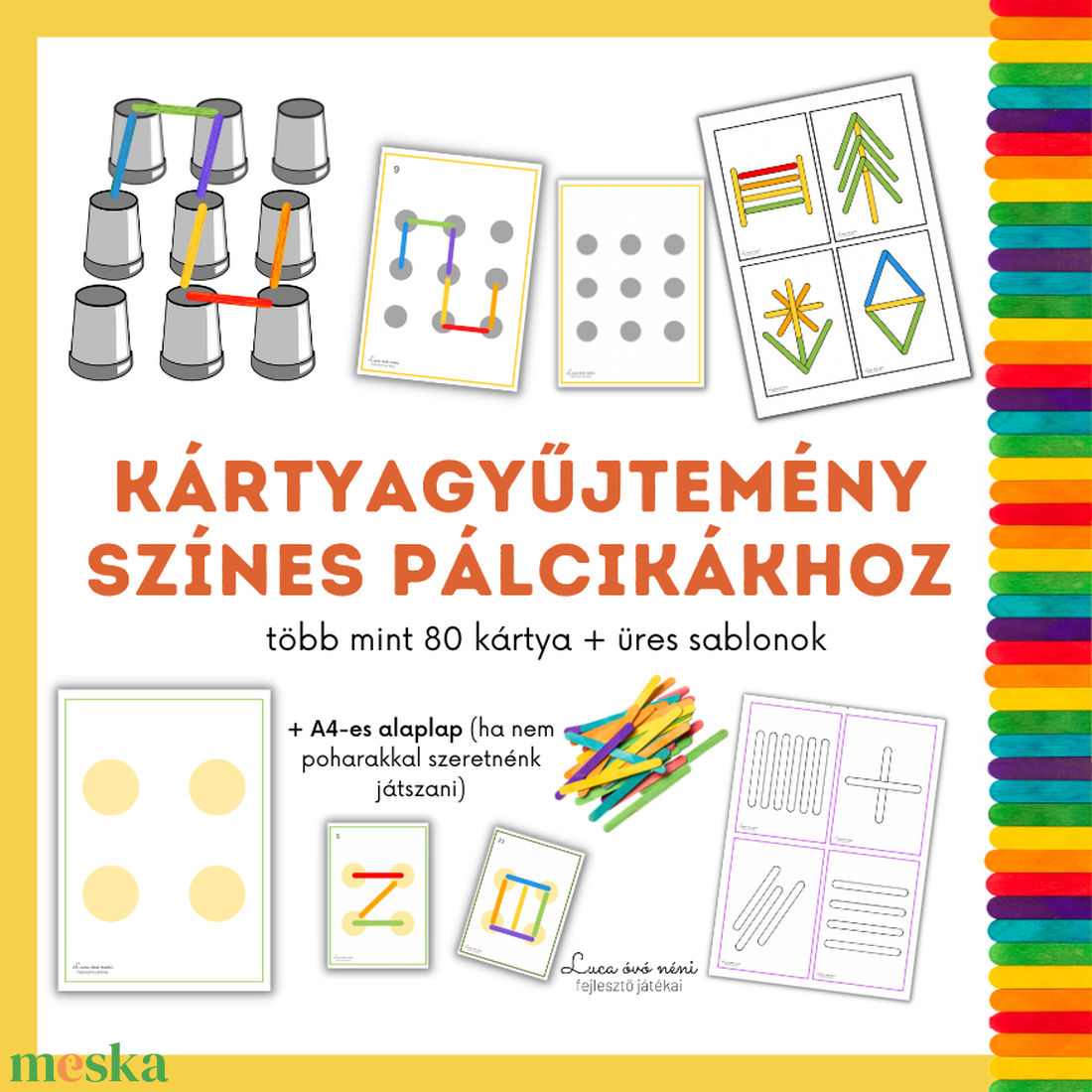 Fejlesztő játék színes pálcikákkal (nyomtatható) - játék & sport - készségfejlesztő és logikai játék - oktató játékok - Meska.hu Fejlesztő játék színes pálcikákkal (nyomtatható) - játék & sport - készségfejlesztő és logikai játék - oktató játékok - Meska.hu