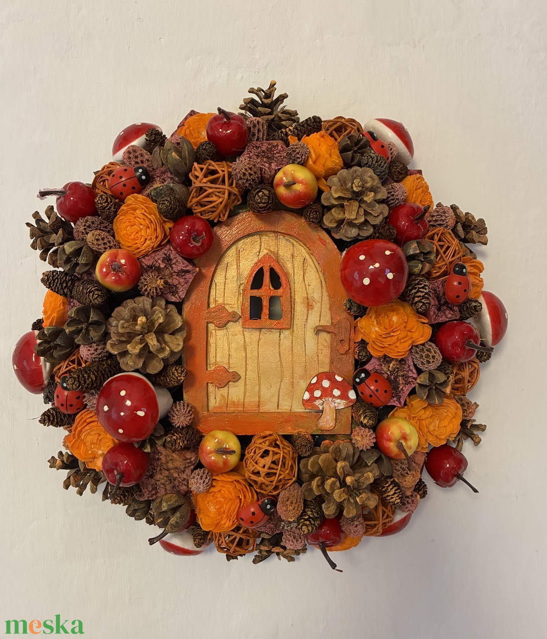 Őszi manóajtós koszorú - otthon & életmód - dekoráció - ajtó- és ablak dekoráció - ajtódísz & kopogtató - Meska.hu