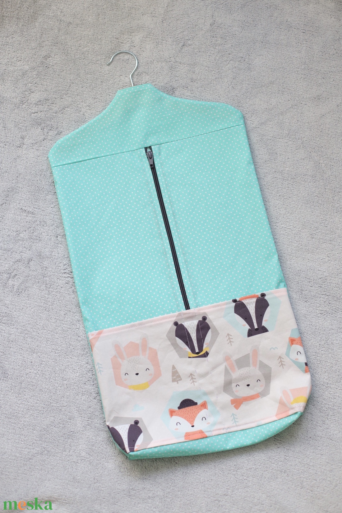 Állatos menta színű ovis zsák  - játék & sport - ovis felszerelés - ovis zsák - Meska.hu