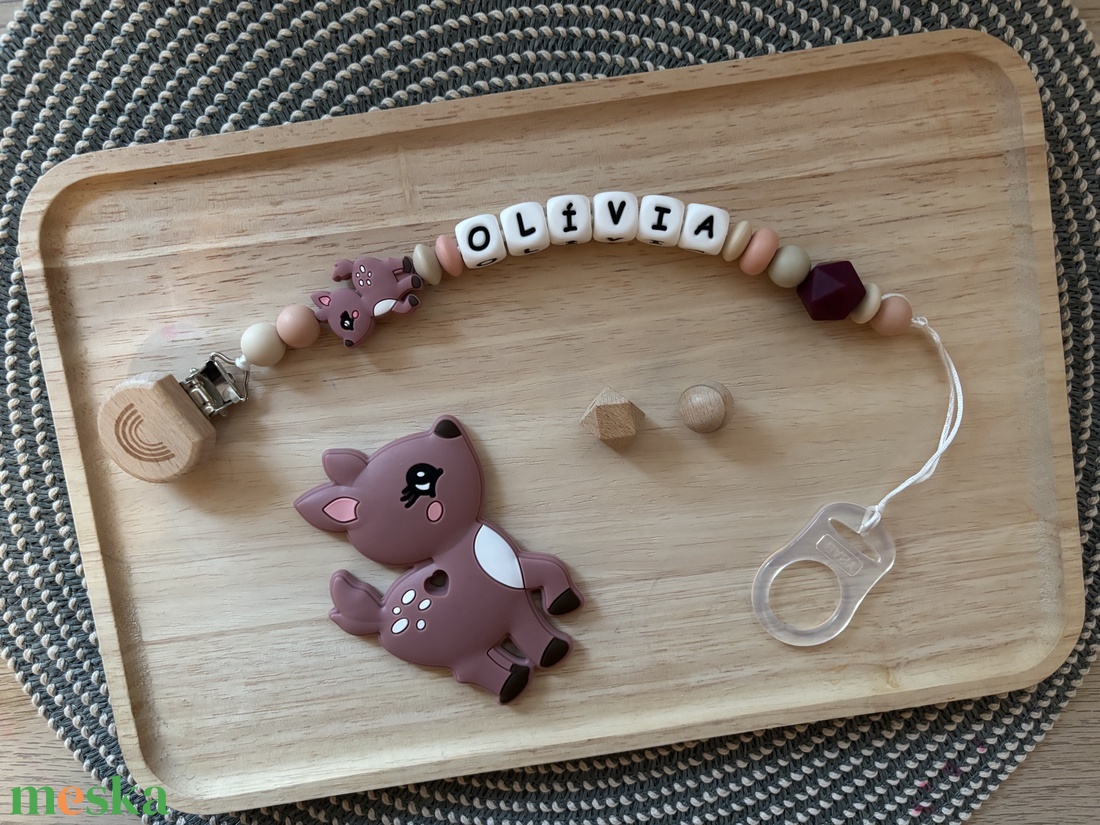 Őzikés cumilánc, rágcsalánc � Babalátogató ajándék �Babaváró ajándék - játék & sport - 3 éves kor alattiaknak - cumilánc - Meska.hu