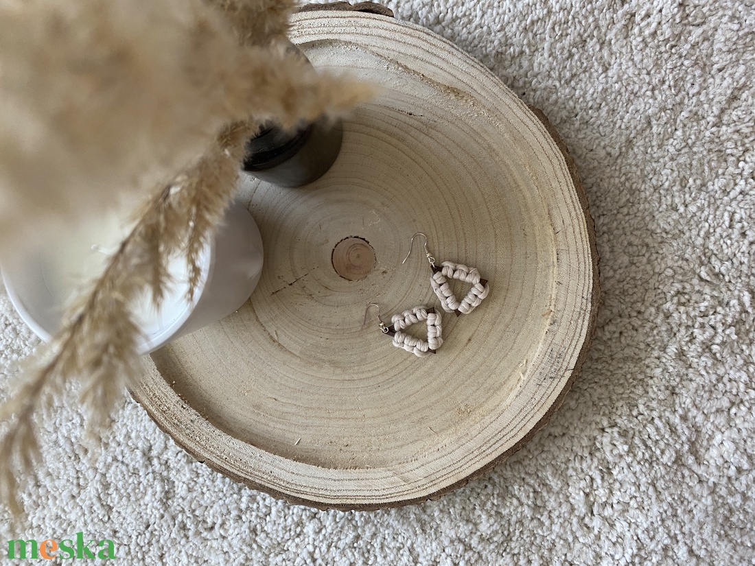 earringed - natúr makramé fülbevaló - ékszer - fülbevaló - lógó fülbevaló - Meska.hu