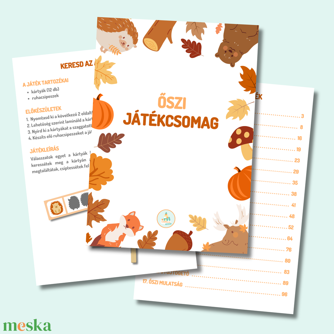 Őszi játékcsomag - játék & sport - készségfejlesztő és logikai játék - oktató játékok - Meska.hu
