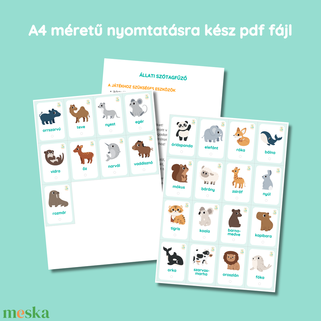 Állati szótagfűző - játék & sport - készségfejlesztő és logikai játék - oktató játékok - Meska.hu Állati szótagfűző - játék & sport - készségfejlesztő és logikai játék - oktató játékok - Meska.hu