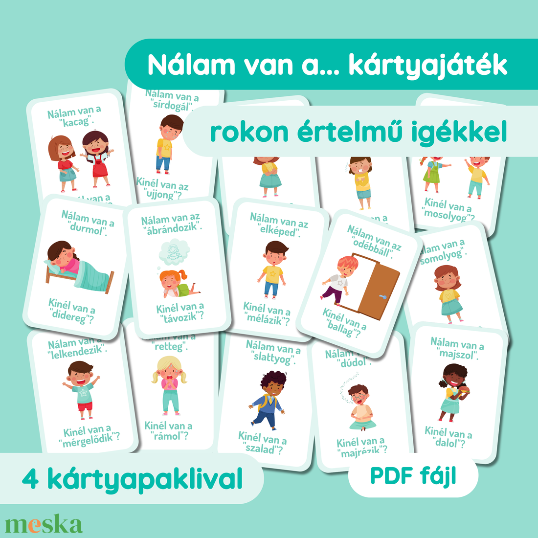 Nálam van a... kártyajáték rokon értelmű igékkel - játék & sport - készségfejlesztő és logikai játék - oktató játékok - Meska.hu Nálam van a... kártyajáték rokon értelmű igékkel - játék & sport - készségfejlesztő és logikai játék - oktató játékok - Meska.hu