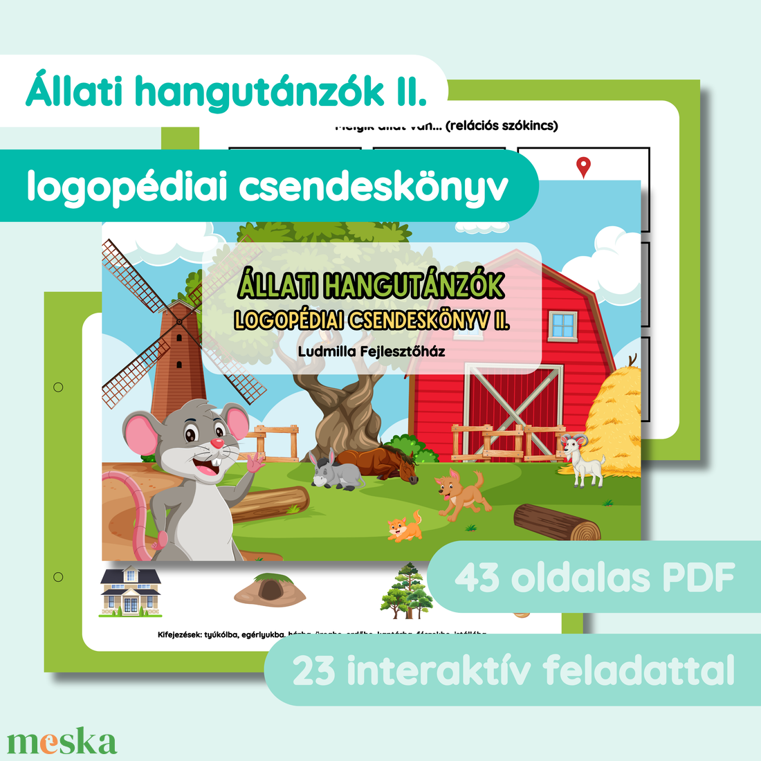 Állati hangutánzók logopédiai csendeskönyv II. - játék & sport - készségfejlesztő és logikai játék - oktató játékok - Meska.hu
