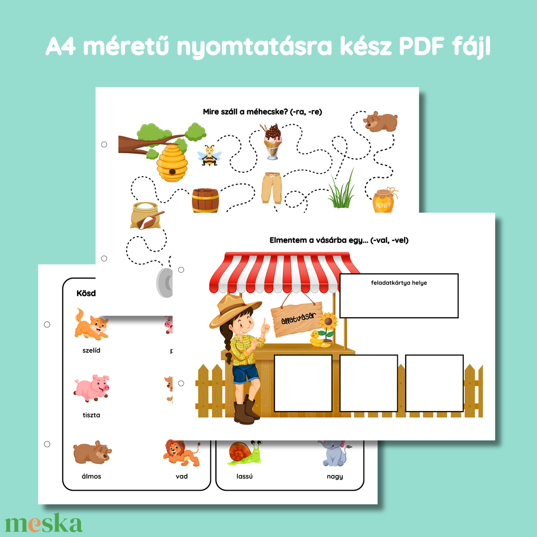 Állati hangutánzók logopédiai csendeskönyv II. (nyomtatóbarát) - játék & sport - készségfejlesztő és logikai játék - oktató játékok - Meska.hu