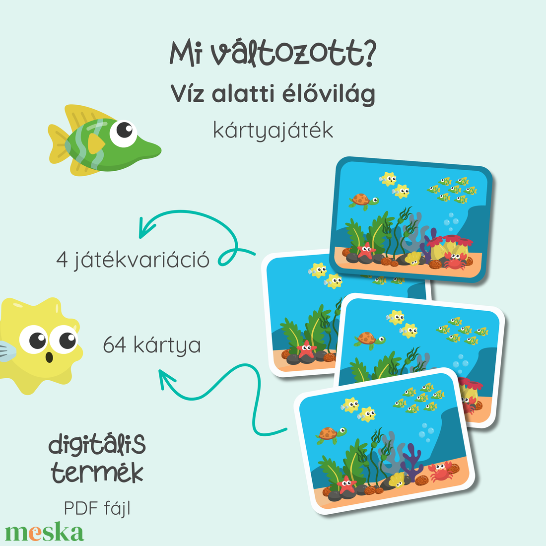 Mi változott? kártyajáték - Víz alatti élővilág - játék & sport - készségfejlesztő és logikai játék - oktató játékok - Meska.hu Mi változott? kártyajáték - Víz alatti élővilág - játék & sport - készségfejlesztő és logikai játék - oktató játékok - Meska.hu